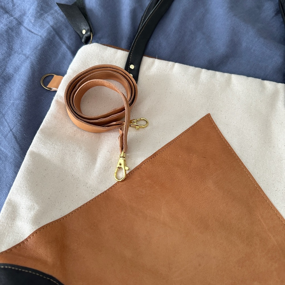 Melmax leather and canvas tote bag - Picture 7 of 15